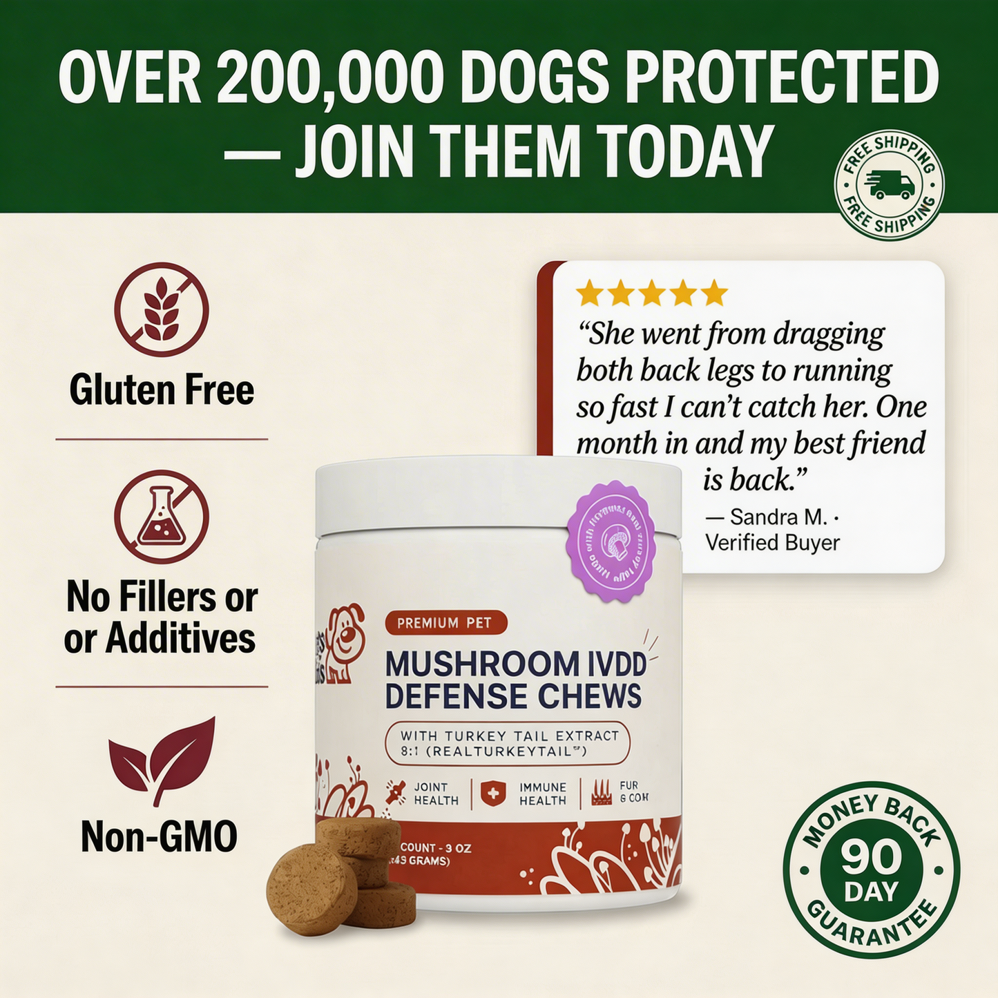 Mushroom IVDD Defense Chews