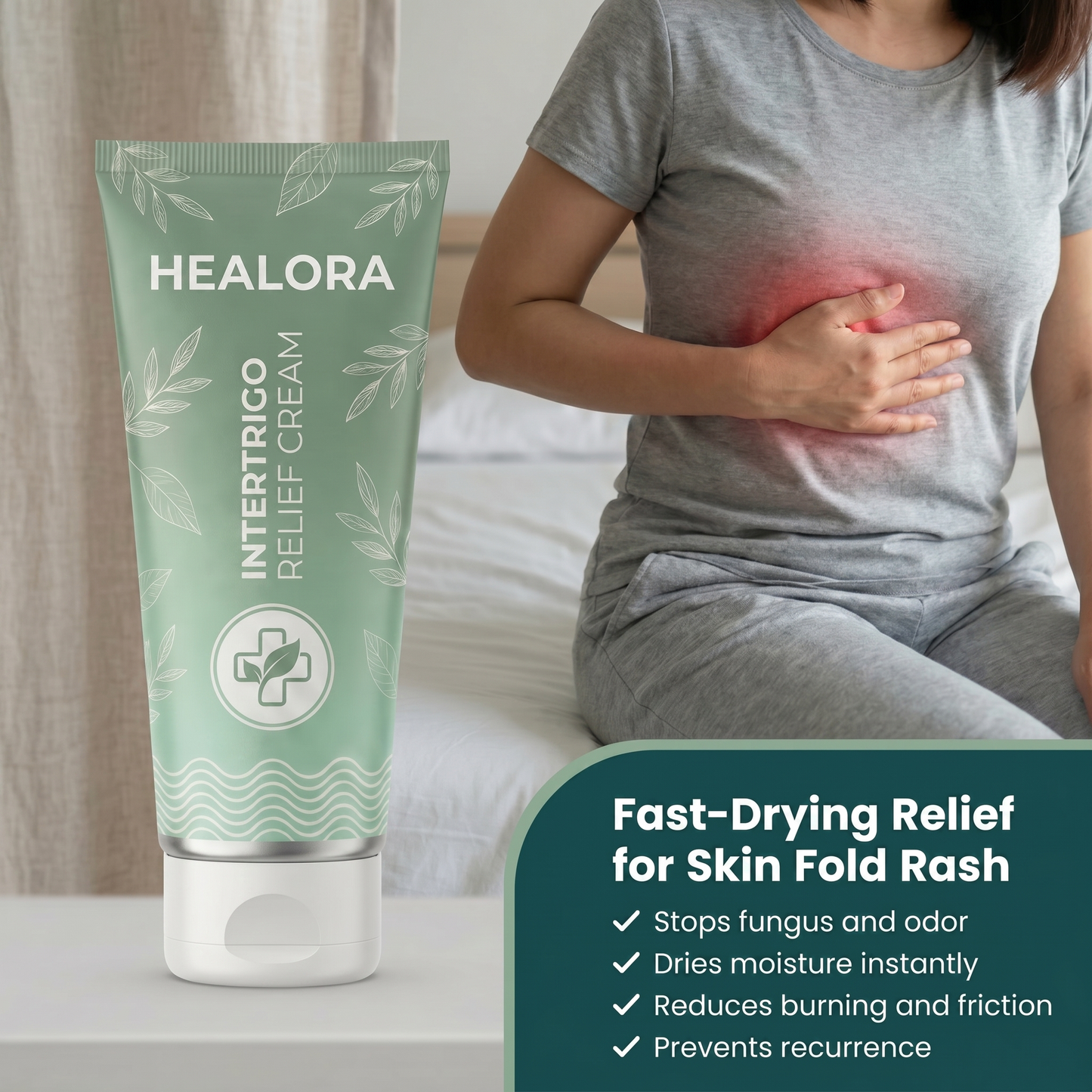 Intertrigo Relief Cream treats 99% of skin fold rashes from the first application
